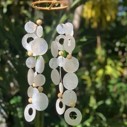 Clearance Small Round Capiz Wind Chime – White Capiz Wind Chimes