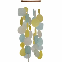 Best Small Round Capiz Wind Chime – Aqua Yellow Capiz Wind Chimes
