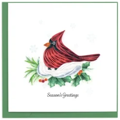 Online Snowy Cardinal Quilling Card Christmas Cards