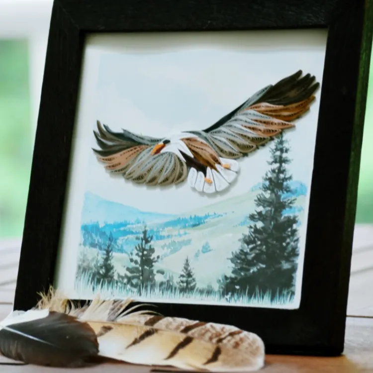 Online Soaring Eagle Quilling Card Bird & Flower Cards