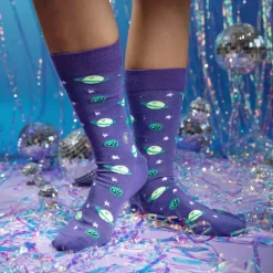 Online Socks that Give Books Purple Planets Socks