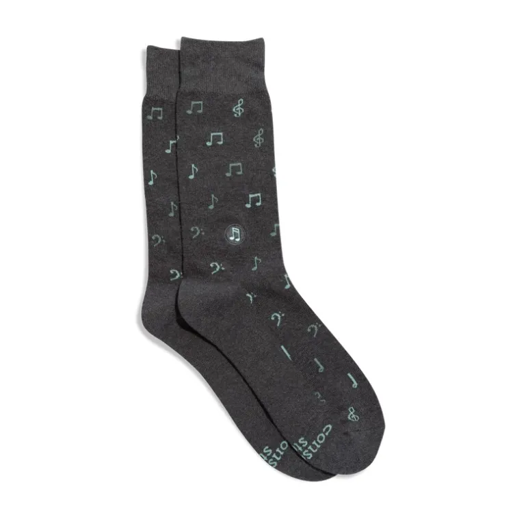 Clearance Socks that Support Music – Grey Music Notes Socks