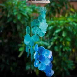 Fashion Spiral Capiz Shell Chime – Blue Water Capiz Wind Chimes