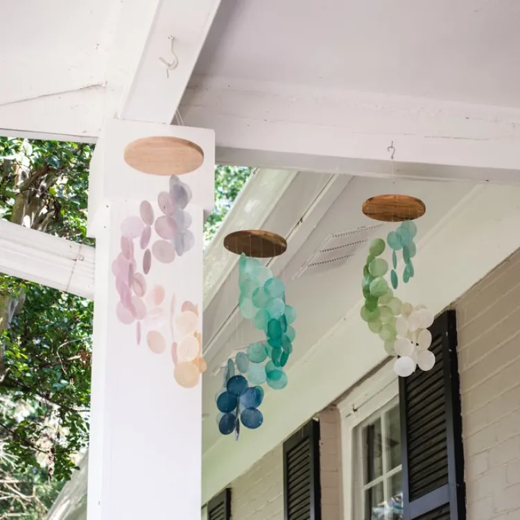Fashion Spiral Capiz Shell Chime – Blue Water Capiz Wind Chimes