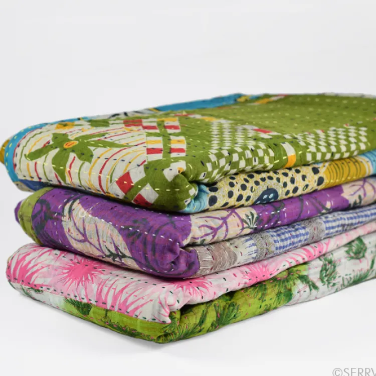 New Spring Kantha Throw Blankets & Throws