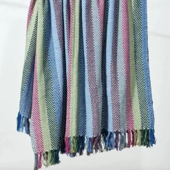 Hot Striped Recycled Cotton Throw Blanket Blankets & Throws