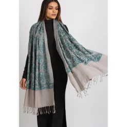 Clearance Surani Embroidered Shawl – Silver & Teal Scarves