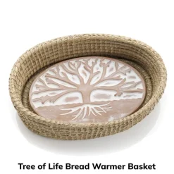 Discount Tree of Life Bread Warmer Basket Gift Set Tabletop | Bread Warmer Baskets