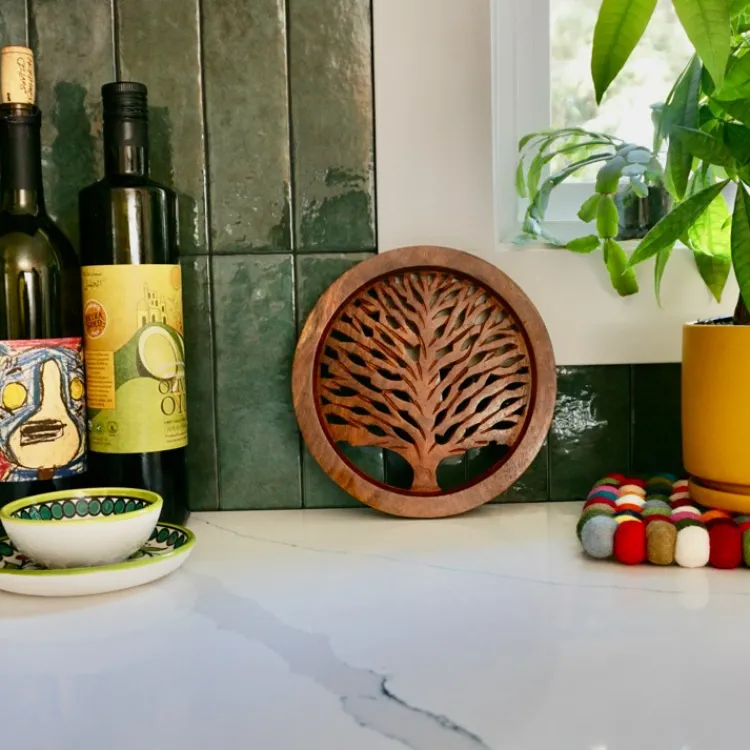 Fashion Tree of Life Wood Trivet Tabletop