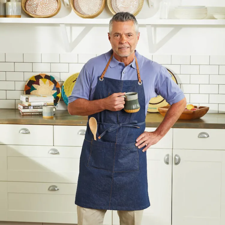 Hot Upcycled Denim & Leather Full Apron Chef Accessories