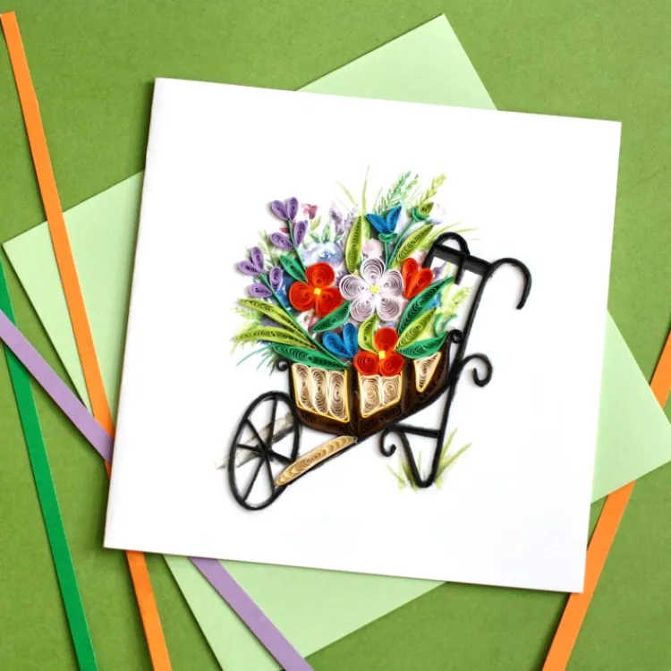 Best Wheelbarrow Quilling Card Bird & Flower Cards
