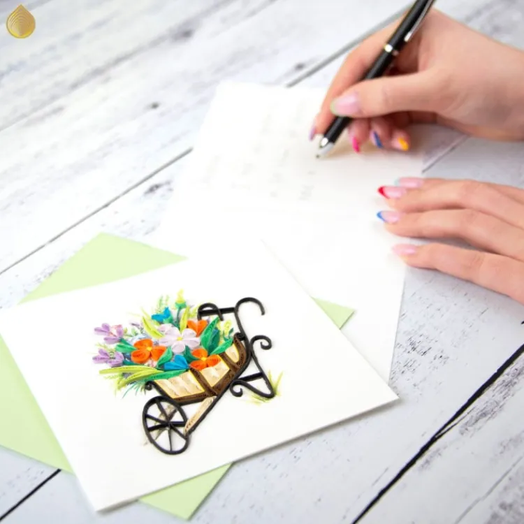 Best Wheelbarrow Quilling Card Bird & Flower Cards