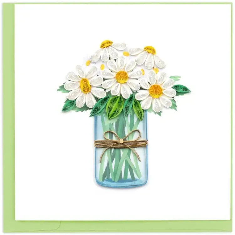 Clearance White Daisies in a Jar Quilling Card Frame It! | Bird & Flower Cards