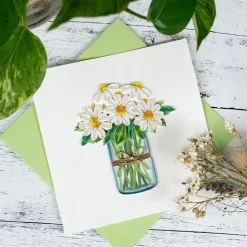 Clearance White Daisies in a Jar Quilling Card Frame It! | Bird & Flower Cards