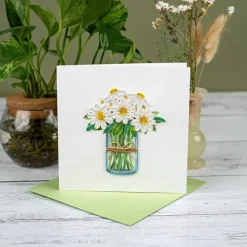 Clearance White Daisies in a Jar Quilling Card Frame It! | Bird & Flower Cards