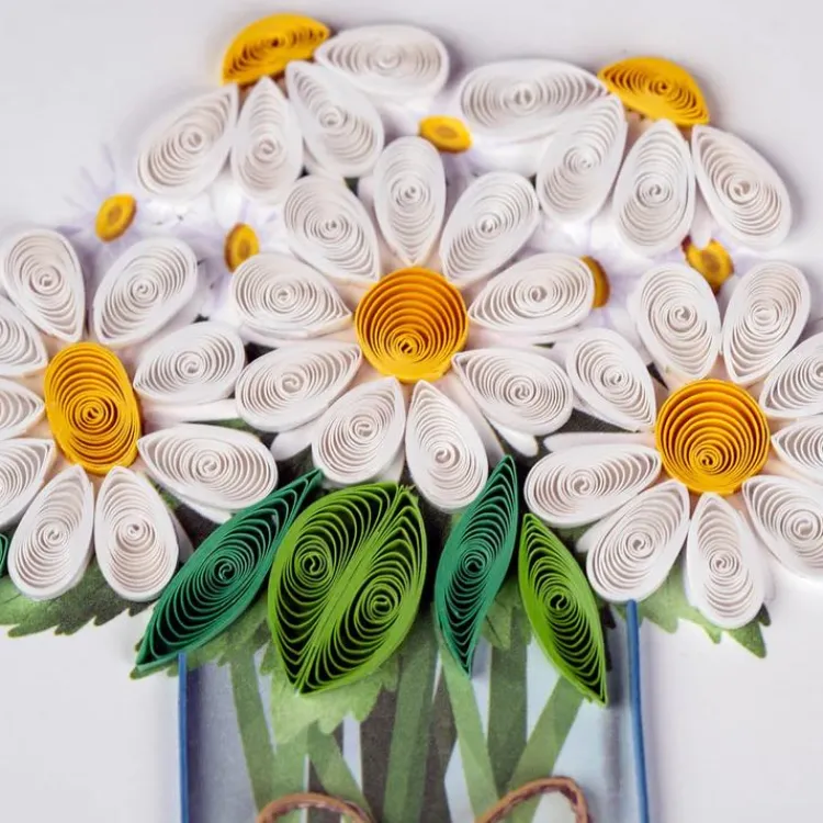 Clearance White Daisies in a Jar Quilling Card Frame It! | Bird & Flower Cards