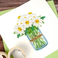 Clearance White Daisies in a Jar Quilling Card Frame It! | Bird & Flower Cards
