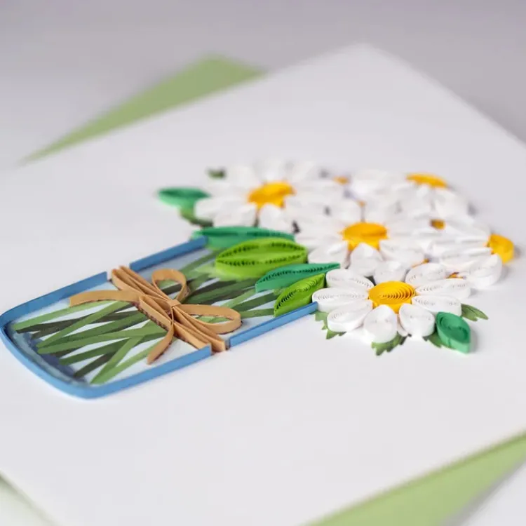 Clearance White Daisies in a Jar Quilling Card Frame It! | Bird & Flower Cards