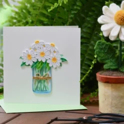 Clearance White Daisies in a Jar Quilling Card Frame It! | Bird & Flower Cards