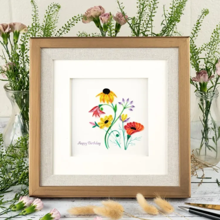 Fashion Wildflower Birthday Blooms Quilling Card Special Occasion Cards | Bird & Flower Cards
